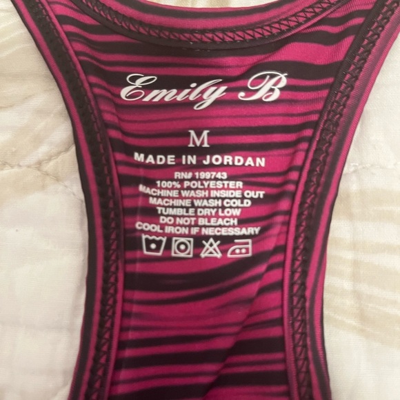 Emily B  Vibrant Pink Striped Sports Bra - Picture 3 of 3